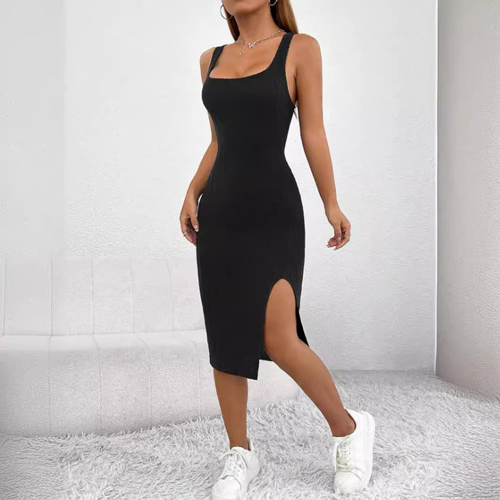 Damen Figurbetontes Trägerkleid mit seitlichem Schlitz