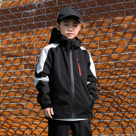 Herren Sportliche Softshell-Outdoorjacke mit Kapuze, Colorblock-Ärmel und wasserabweisender Membran Nord Taschen