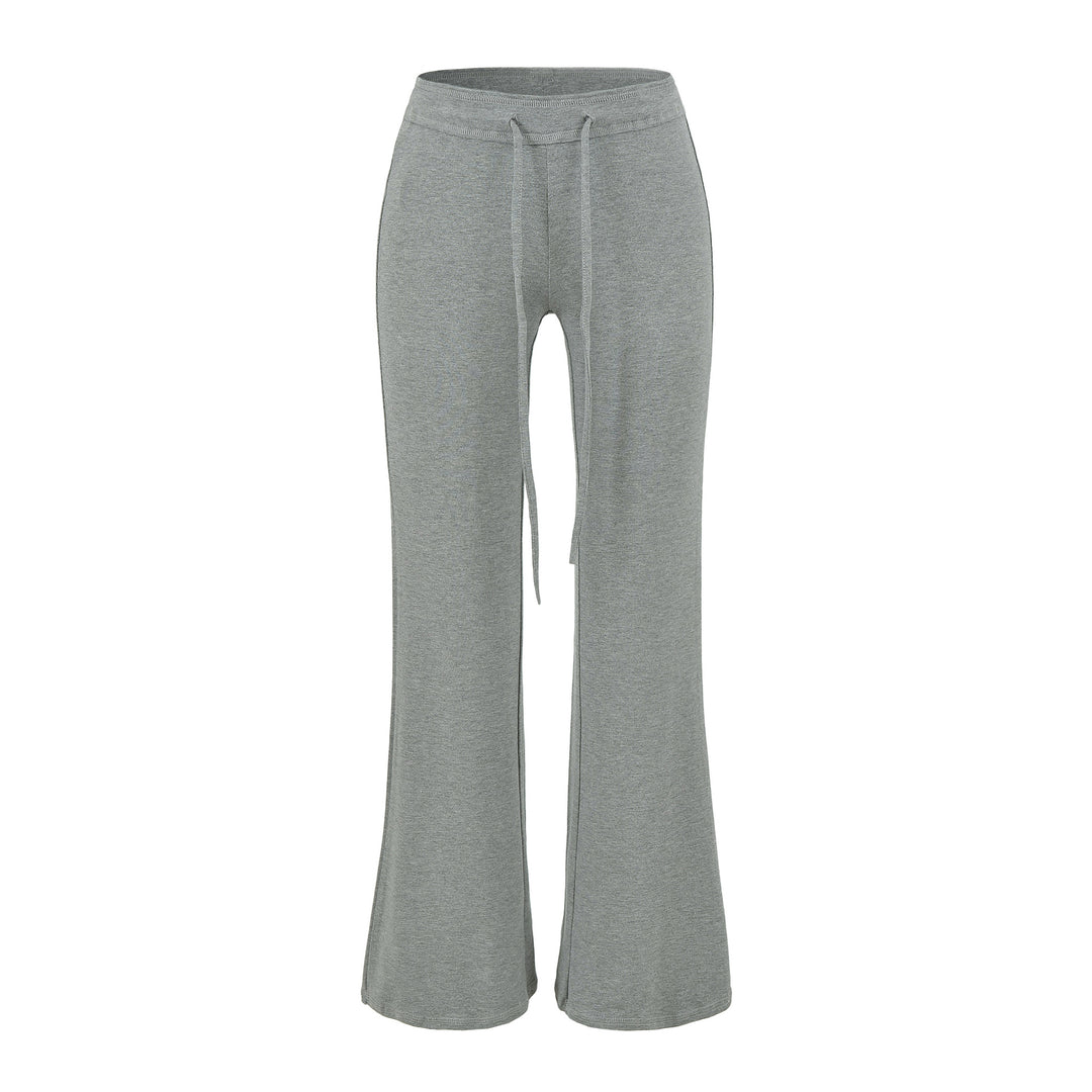 Damen Fließende Jersey-Hose mit hohem Bund, Kordelzug und ausgestelltem Bein Nord Taschen