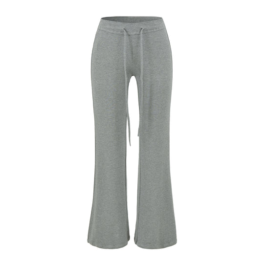 Damen Fließende Jersey-Hose mit hohem Bund, Kordelzug und ausgestelltem Bein Nord Taschen