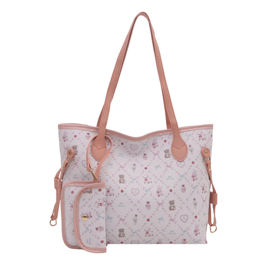 Damen Shopper-Tasche mit verspieltem Herzdesign und abnehmbarem Kosmetiktäschchen Nord Taschen