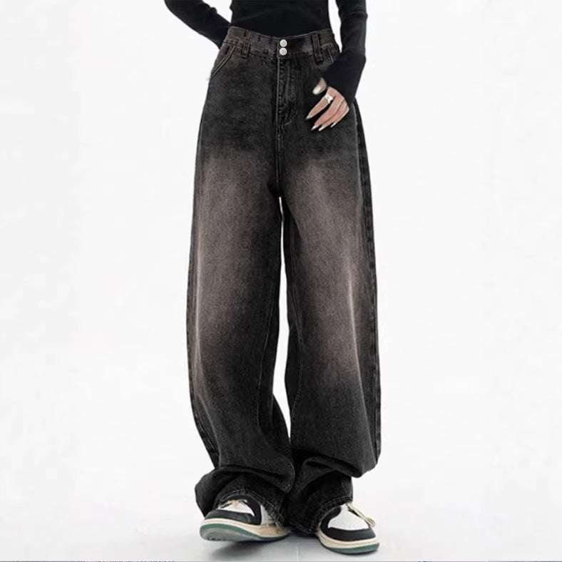 Damen Extraweite High‑Waist Denim‑Baggy‑Jeans mit verlängertem Saum Nord Taschen