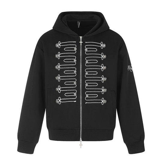 Unisex Zip-Kapuzenjacke im Military-Stil mit Zierkordeln und Metallknöpfen Nord Taschen