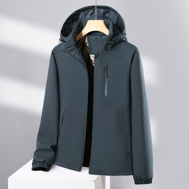 Herren Softshell-Allwetterjacke mit wasserdichter Membran, verstellbarer Kapuze und verdeckten Reißverschlüssen Nord Taschen