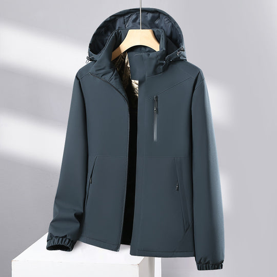 Herren Softshell-Allwetterjacke mit wasserdichter Membran, verstellbarer Kapuze und verdeckten Reißverschlüssen Nord Taschen