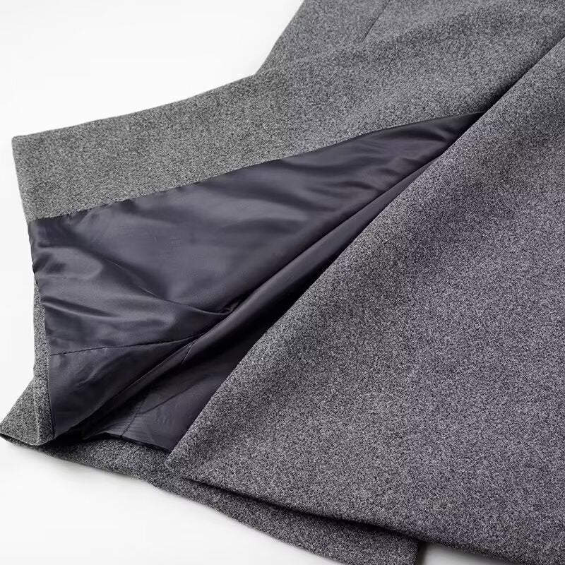 Damen Longline Wollmix-Mantel im minimalistischen Doppelreiher mit Reverskragen und Pattentaschen Nord Taschen