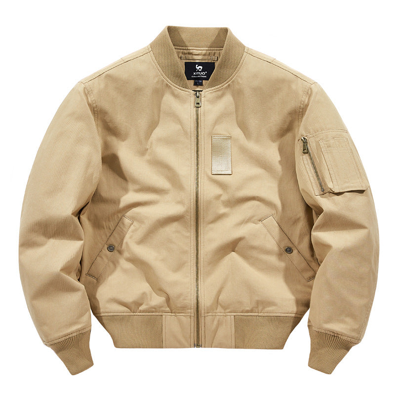 Men's  rugged cotton-twill flight bomber jacket with utility sleeve pocket and reinforced ribbed trims Nord Taschen