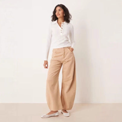 Damen Langarmshirt mit Knopfleiste Nord Taschen