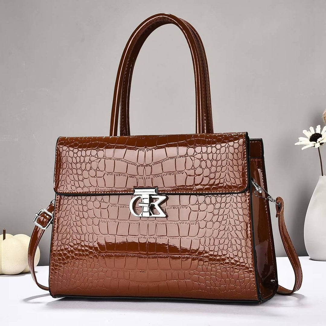 Damen elegante Handtasche mit glänzender Krokodilprägung Nord Taschen