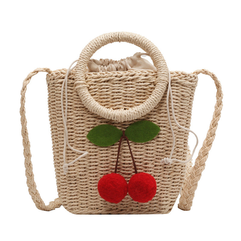 Damen Jute-Tasche mit fruchtigem Kirschmotiv Nord Taschen