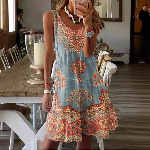 Damen Sommerkleid mit floralem Druck und fließendem Schnitt