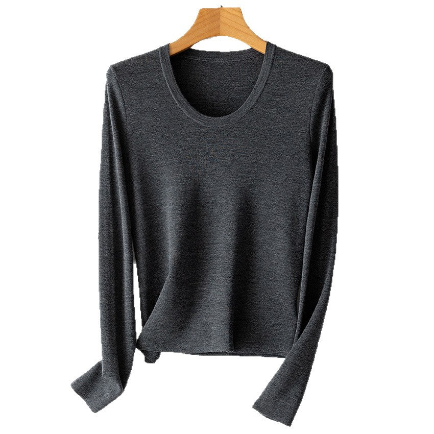 Damen Feinstrick-Langarmshirt mit Rundhalsausschnitt und leichter A-Linie Nord Taschen