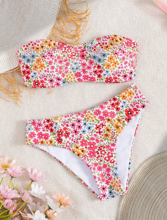 Damen Bandeau-Bikini mit elegantem Muster Nord Taschen