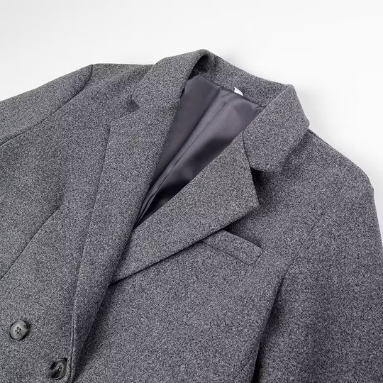 Damen Longline-Mantel aus Bouclé‑Wollmix mit schmaler Taillierung und zweireihiger Knopfverarbeitung Nord Taschen