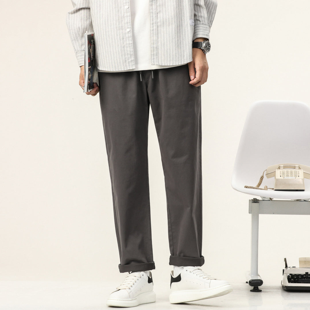 Herren Leichte Baumwoll-Mix-Hose mit elastischem Kordelbund und geradem Bein Nord Taschen