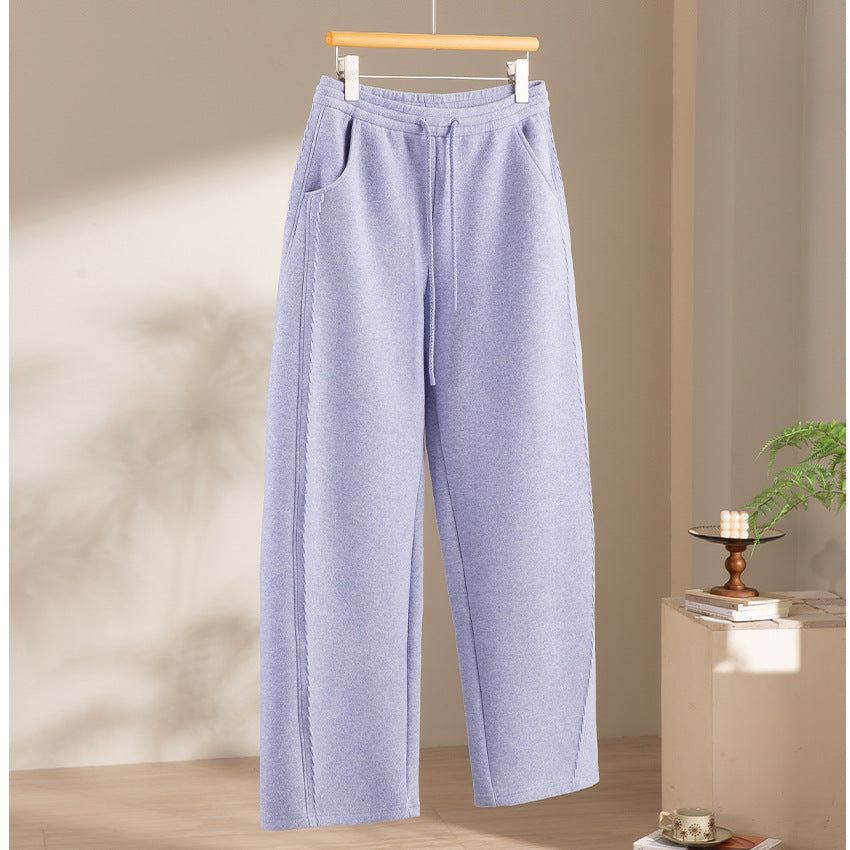 Damen Weiche High‑Waist Jogginghose aus Teddyfleece mit weitem Bein und Kordelzug Nord Taschen