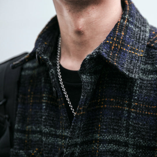 Unisex Karo-Overshirt aus Wollmix mit aufgesetzten Brusttaschen Nord Taschen