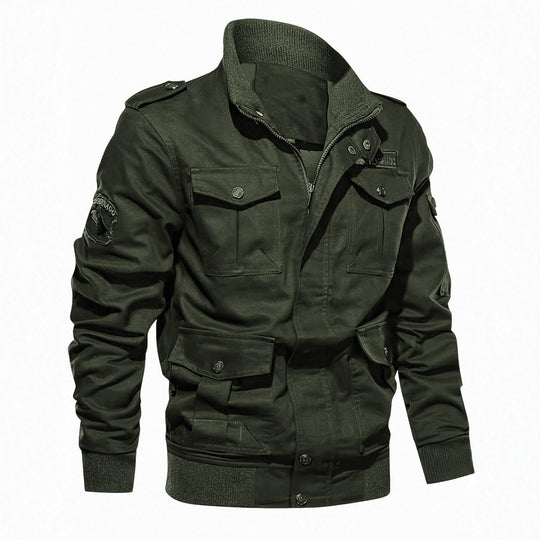 Herren Fieldjacke im Military-Stil mit Mehrfach-Taschen und Strickkragen Nord Taschen
