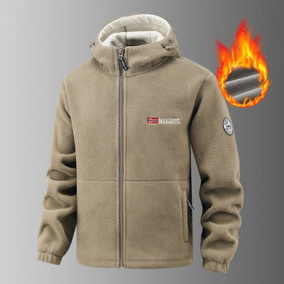 Herren Warme Fleece-Kapuzenjacke mit Sherpa-Futter, Windschutz & Reißverschlusstaschen Nord Taschen