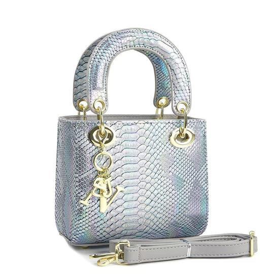 Damen elegante Mini-Handtasche im modernen Schlangenleder-Look mit abnehmbarem Tragegurt Nord Taschen