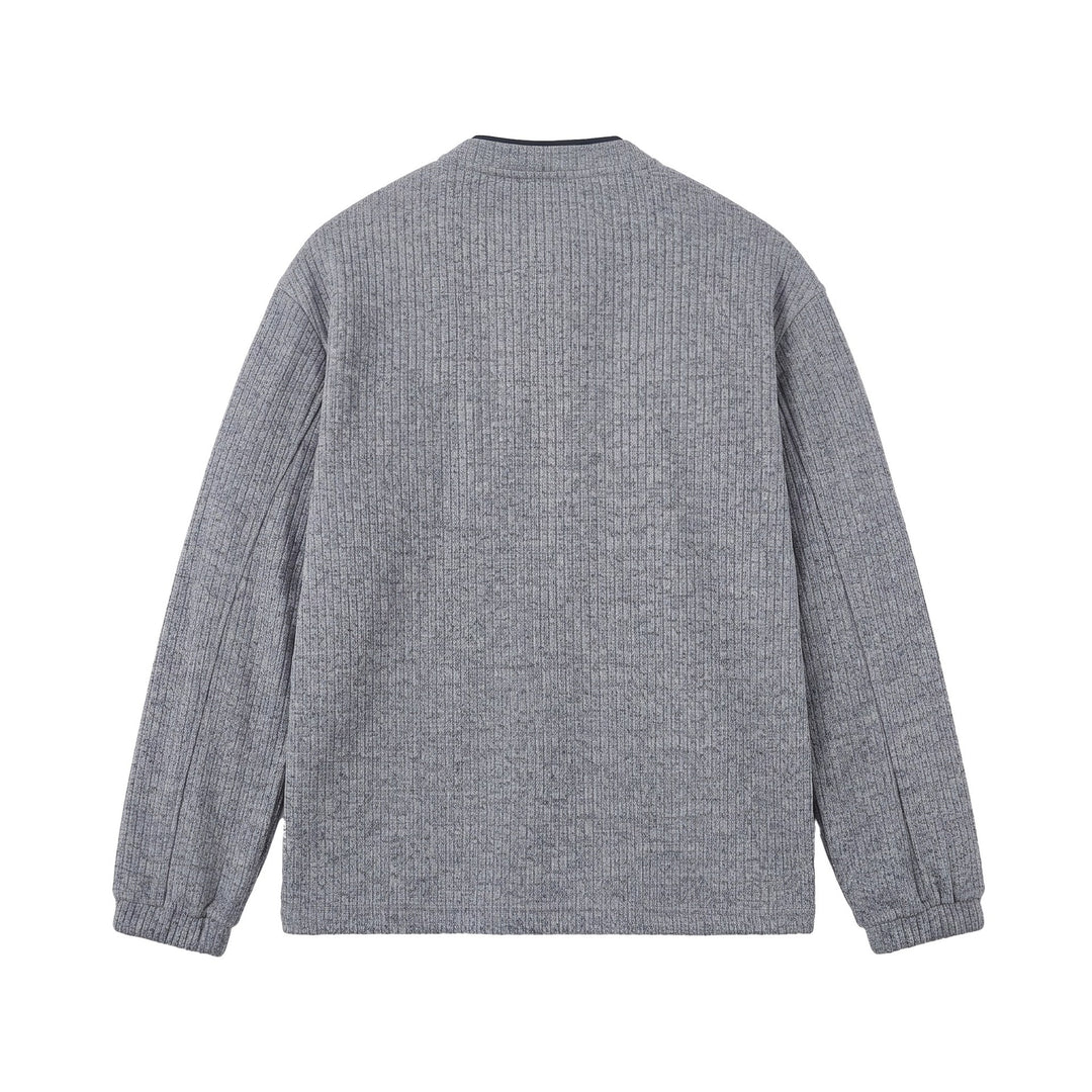Herren Rippstruktur-Henley-Pullover mit Stehkragen und Knopfleiste Nord Taschen