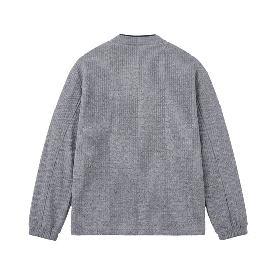 Herren Rippstruktur-Henley-Pullover mit Stehkragen und Knopfleiste Nord Taschen