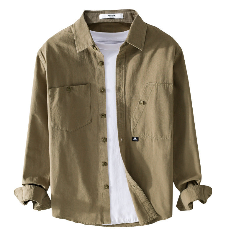 Herren Leichtes Hemdjacken-Overshirt aus Baumwolltwill mit asymmetrischer Brusttasche und lockerem Schnitt Nord Taschen