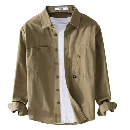 Herren Leichtes Hemdjacken-Overshirt aus Baumwolltwill mit asymmetrischer Brusttasche und lockerem Schnitt Nord Taschen