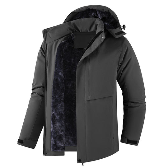 Herren Plüschgefütterte Winterparka mit Kapuze, winddichter Hülle & verdeckter Frontleiste Nord Taschen