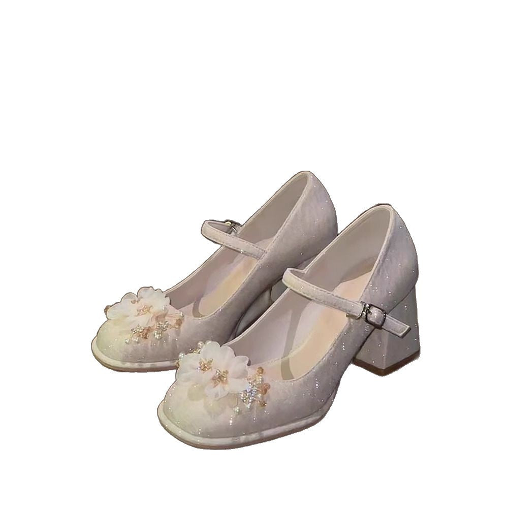 Damen zarte Mary Jane Pumps mit luftiger Blumenverzierung Nord Taschen