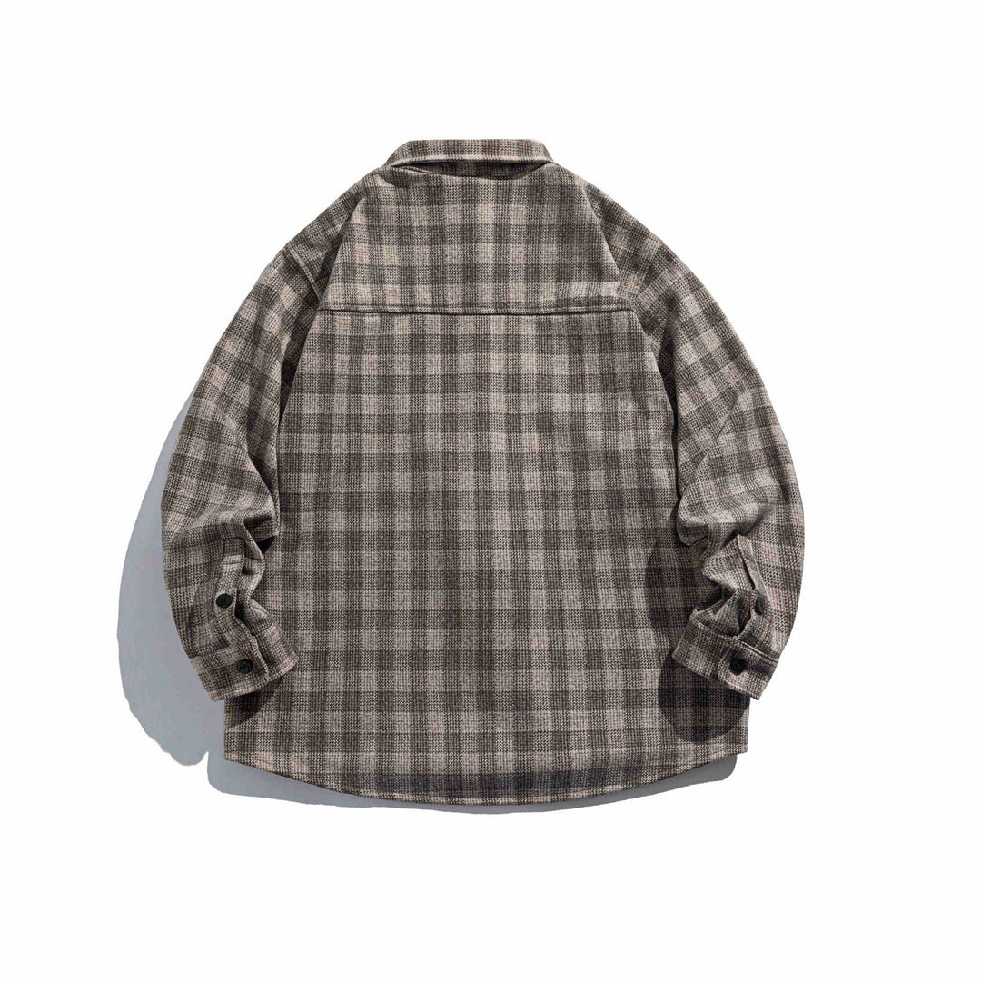 Herren Karierte Hemdjacke aus Wollmischung mit Overshirt-Schnitt und aufgesetzter Brusttasche Nord Taschen