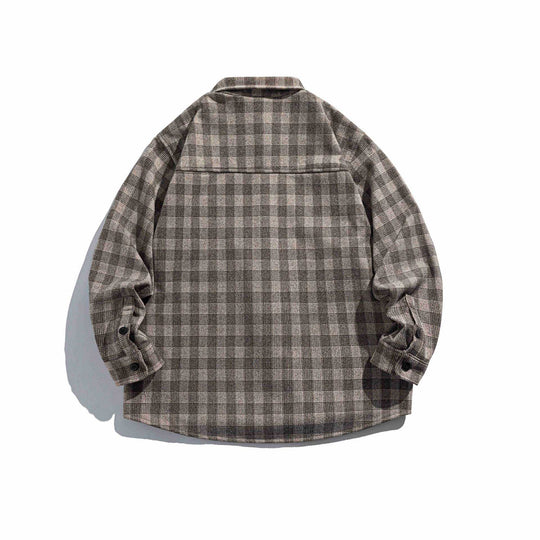 Herren Karierte Hemdjacke aus Wollmischung mit Overshirt-Schnitt und aufgesetzter Brusttasche Nord Taschen