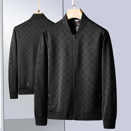 Herren Slim-Fit Jacquard-Bomberjacke mit tonalem Muster, Reißverschluss und Rippbündchen Nord Taschen