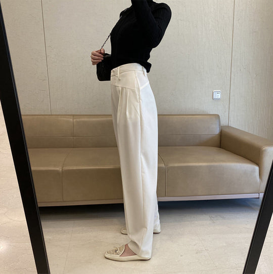 Damen Hochtaillierte Bundfaltenhose mit weitem Bein und scharfer Bügelfalte Nord Taschen