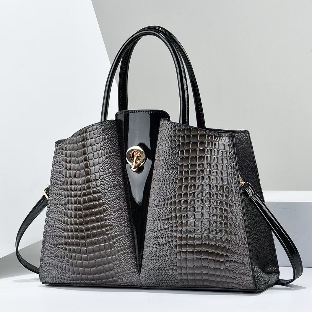 Damen elegante Handtasche mit modernem Krokodil-Design und glänzender Oberfläche Nord Taschen