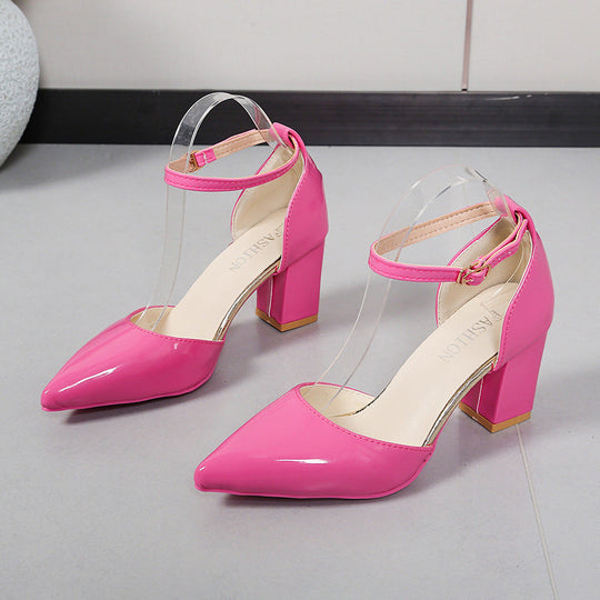 Damen elegante High-Heels mit transparentem Riemen und Blockabsatz