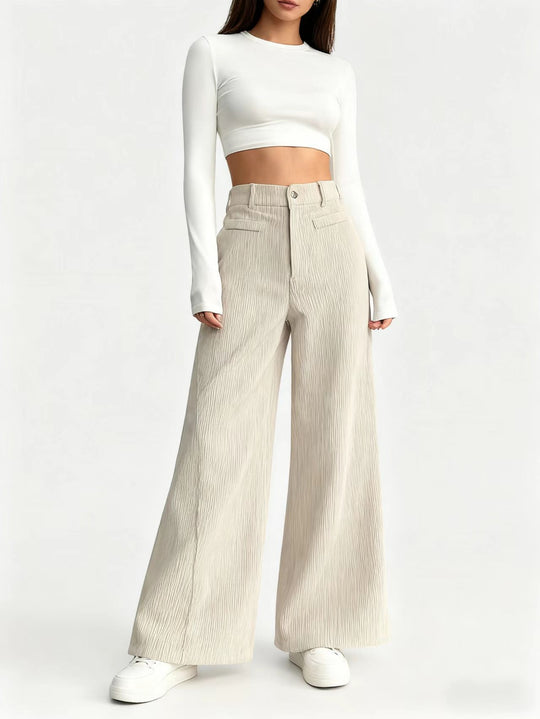 Damen Elegant und hoch taillierte Plisseehose Nord Taschen