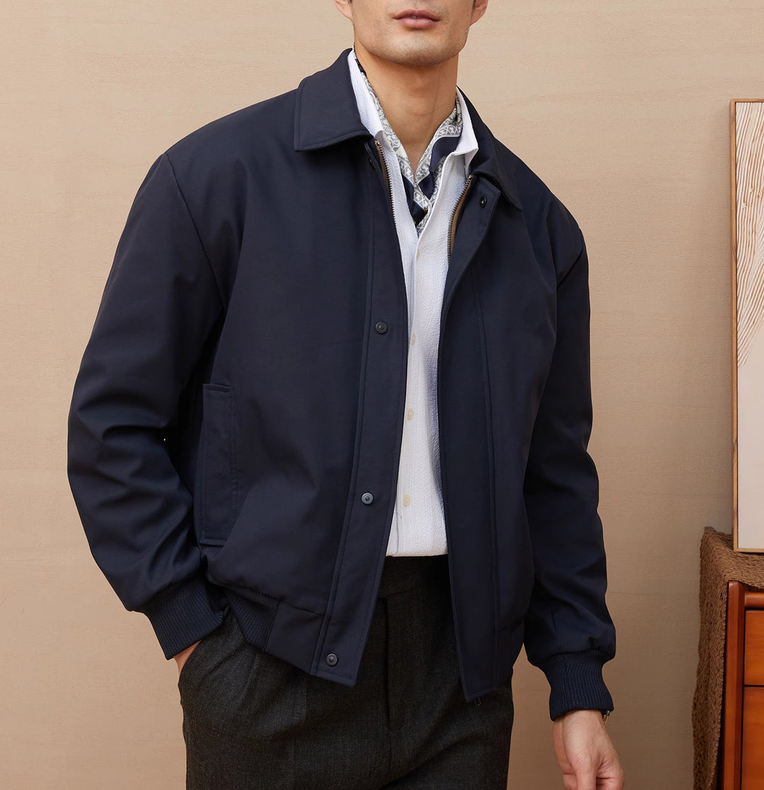 Herren klassische Harrington-Jacke mit Reißverschluss und Rippbündchen Nord Taschen