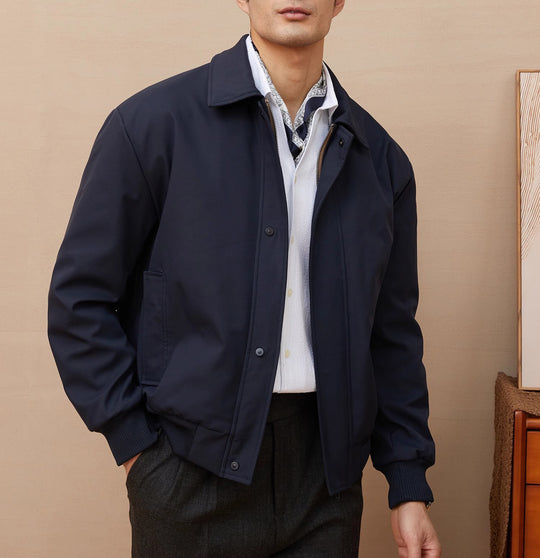Herren klassische Harrington-Jacke mit Reißverschluss und Rippbündchen Nord Taschen