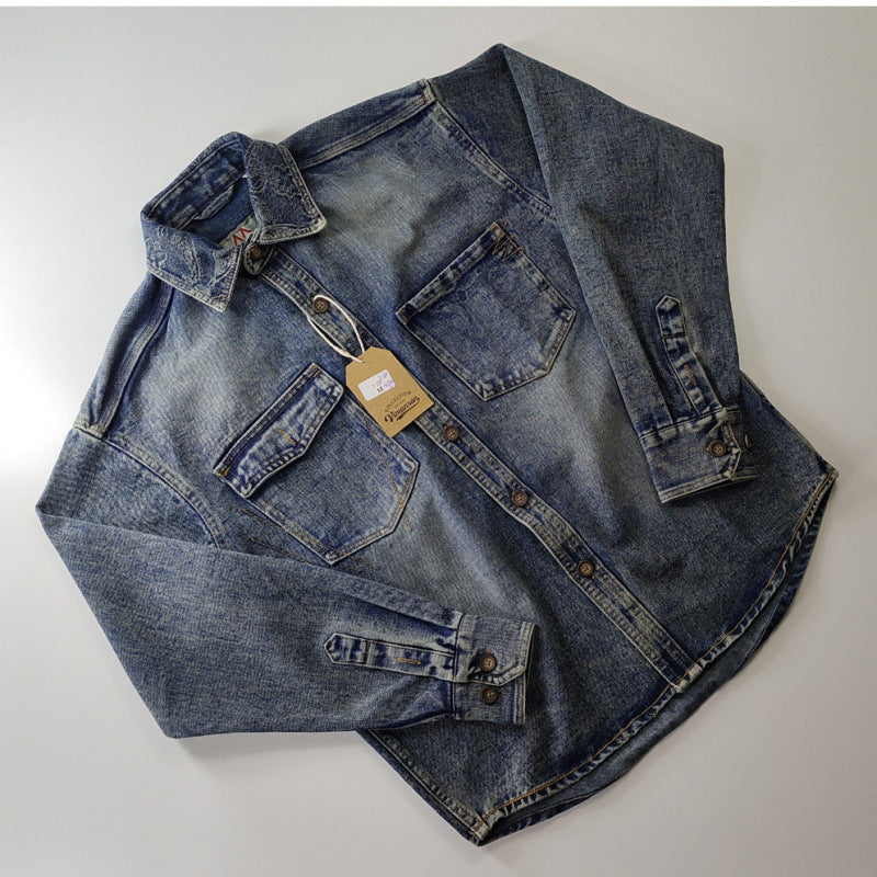 Unisex Overshirt aus gewaschenem Denim mit Relaxed‑Schnitt und Pattentaschen Nord Taschen