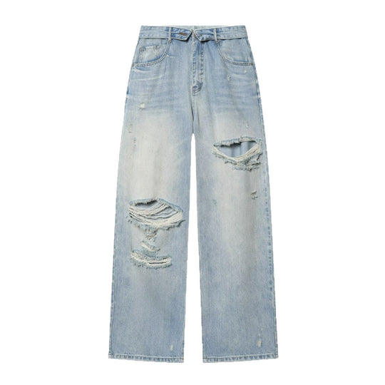 Damen Weite High‑Waist Jeans mit markanter Riss‑ und Used‑Optik Nord Taschen