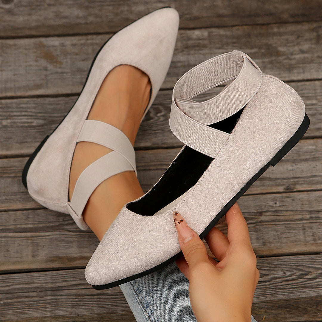 Damen elegante Ballerinas mit verstellbarem Riemchendesign