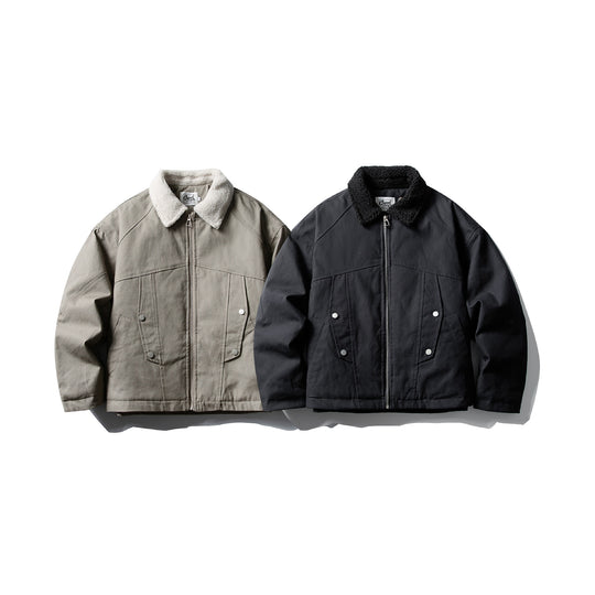 Unisex Kurzer Canvas-Fieldblouson mit Teddykragen und Zwei-Wege-Reißverschluss Nord Taschen