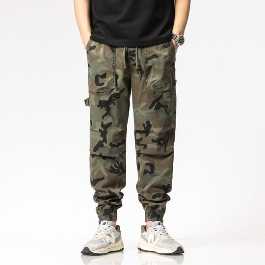 Herren Camouflage-Cargo-Joggerhose mit Tunnelzug, Mehrfachtaschen und gerippten Beinabschlüssen Nord Taschen