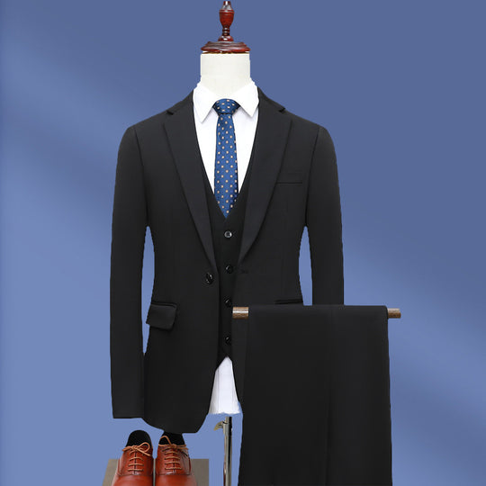 Herren Slim-Fit Dreiteiliger Business-Anzug mit Weste und schlanker Anzughose Nord Taschen