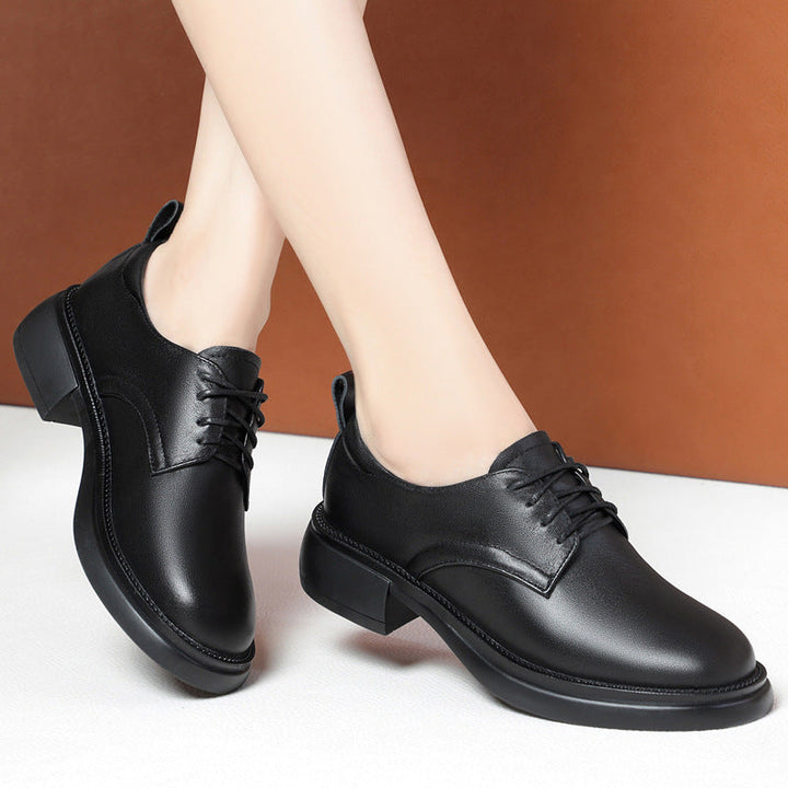 Damen Elegante Schnürschuhe mit komfortablem Blockabsatz und glattem Obermaterial