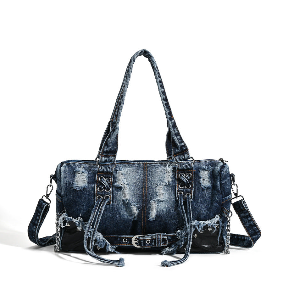 Damen Denim Umhängetasche mit angesagtem Destroyed-Effekt Nord Taschen
