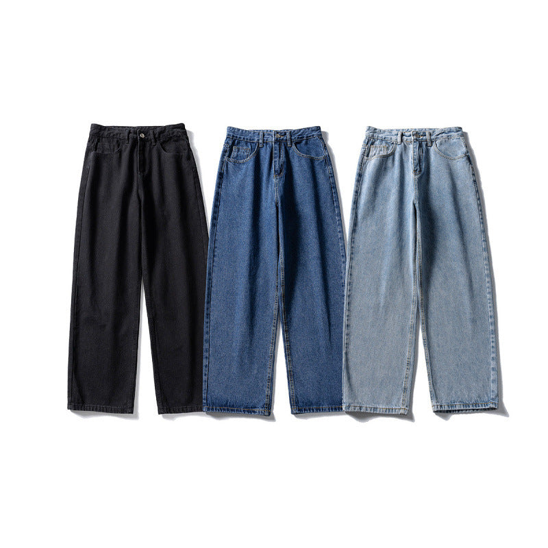 Damen Weitgeschnittene High-Waist Denim-Jeans mit geradem Bein Nord Taschen