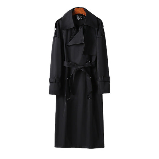 Herren Langer Doppelreihiger Trenchcoat mit Taillengürtel, Epauletten und klassischem Schalkragen Nord Taschen