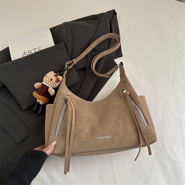 Damen modische Schultertasche mit dekorativen Reißverschlüssen Nord Taschen